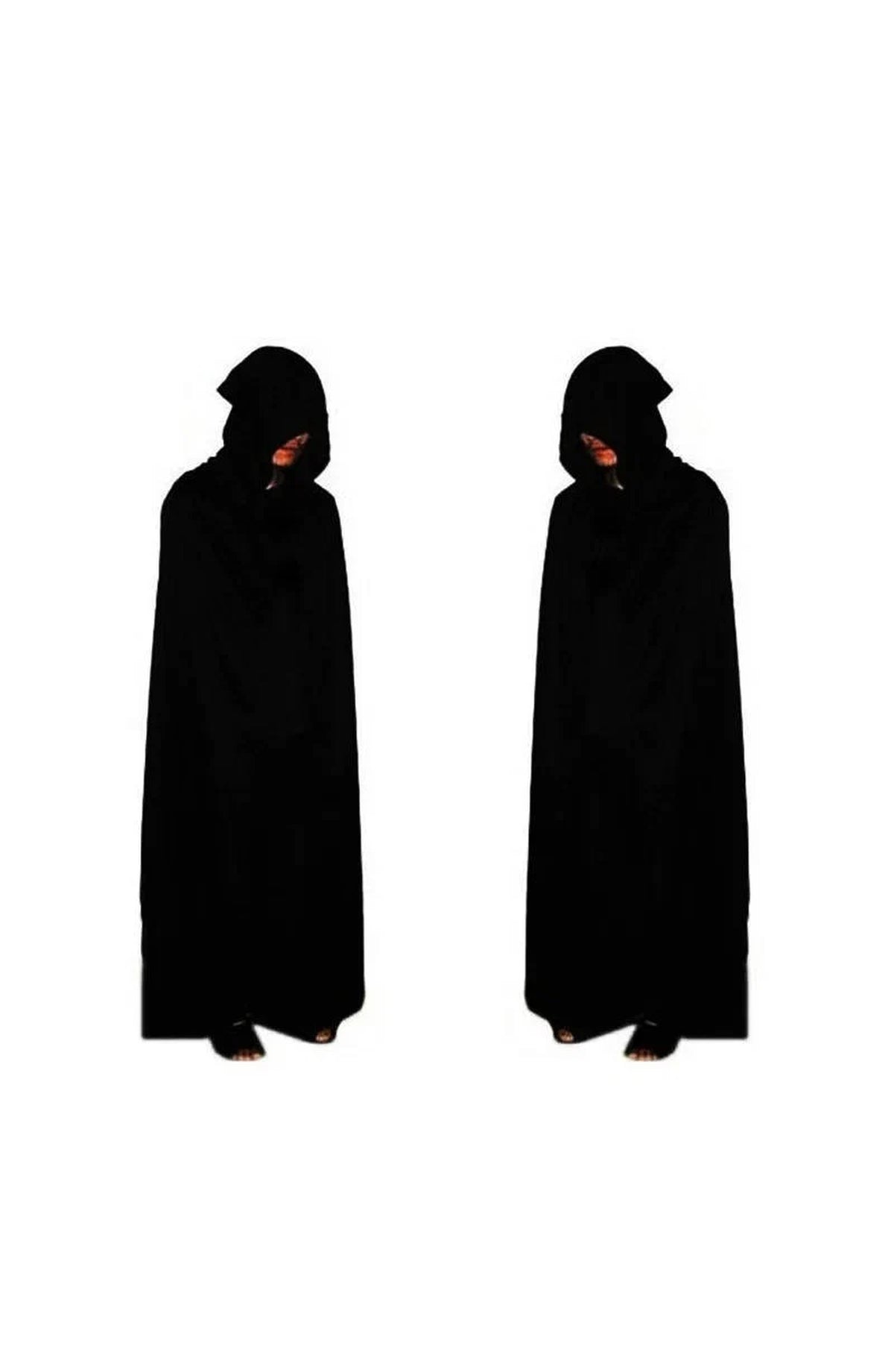 Grim Reaper Costume - Long Black Hooded Robe for Adults