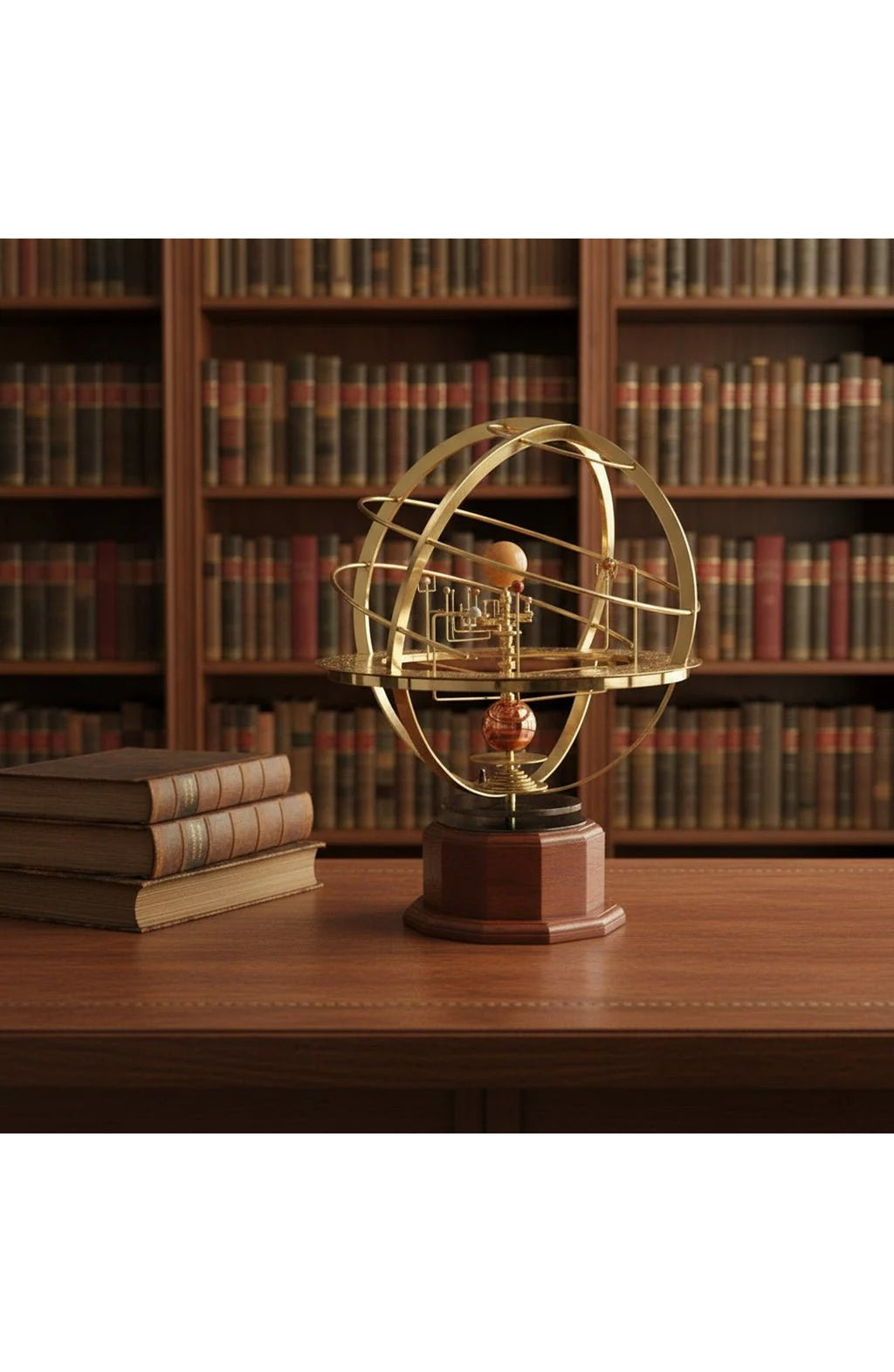 Brass Solar System Orrery - Hand-Rotated Desktop Model