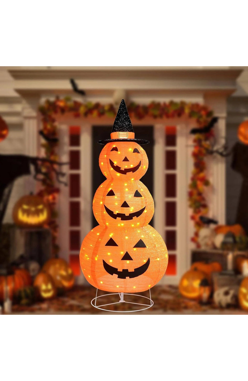 Stacked Pumpkin Decor - Light-Up Outdoor Halloween Set