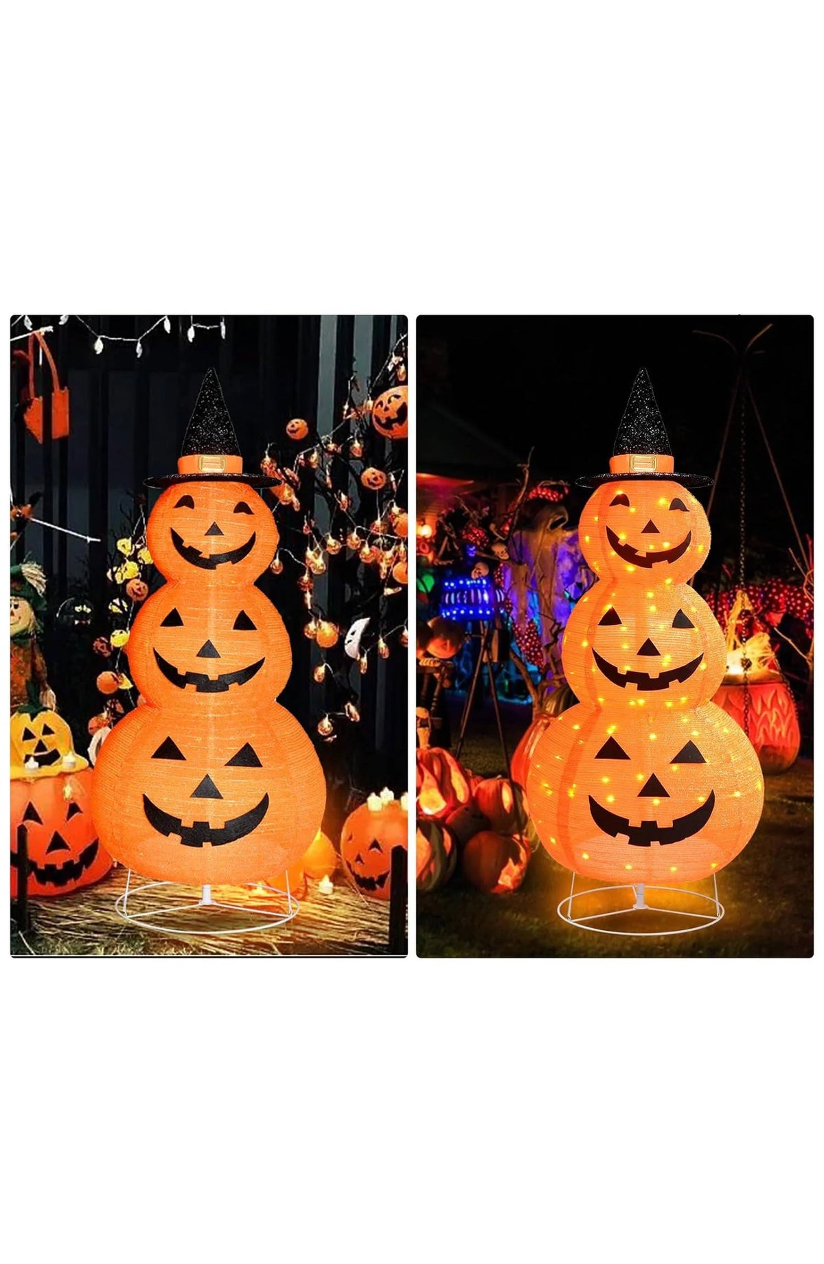 Stacked Pumpkin Decor - Light-Up Outdoor Halloween Set