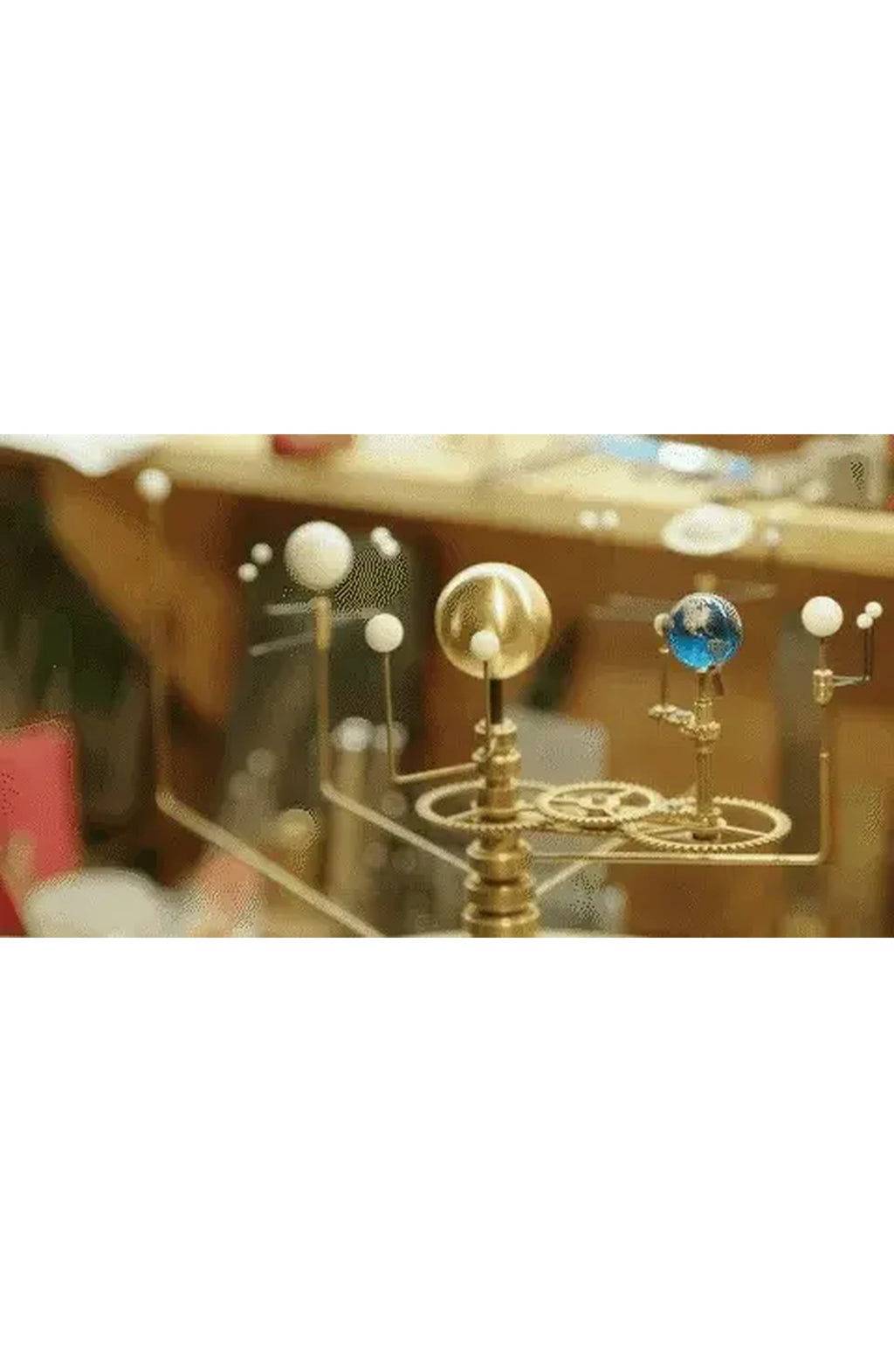 Brass Solar System Orrery - Hand-Rotated Desktop Model