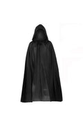 Grim Reaper Costume - Long Black Hooded Robe for Adults