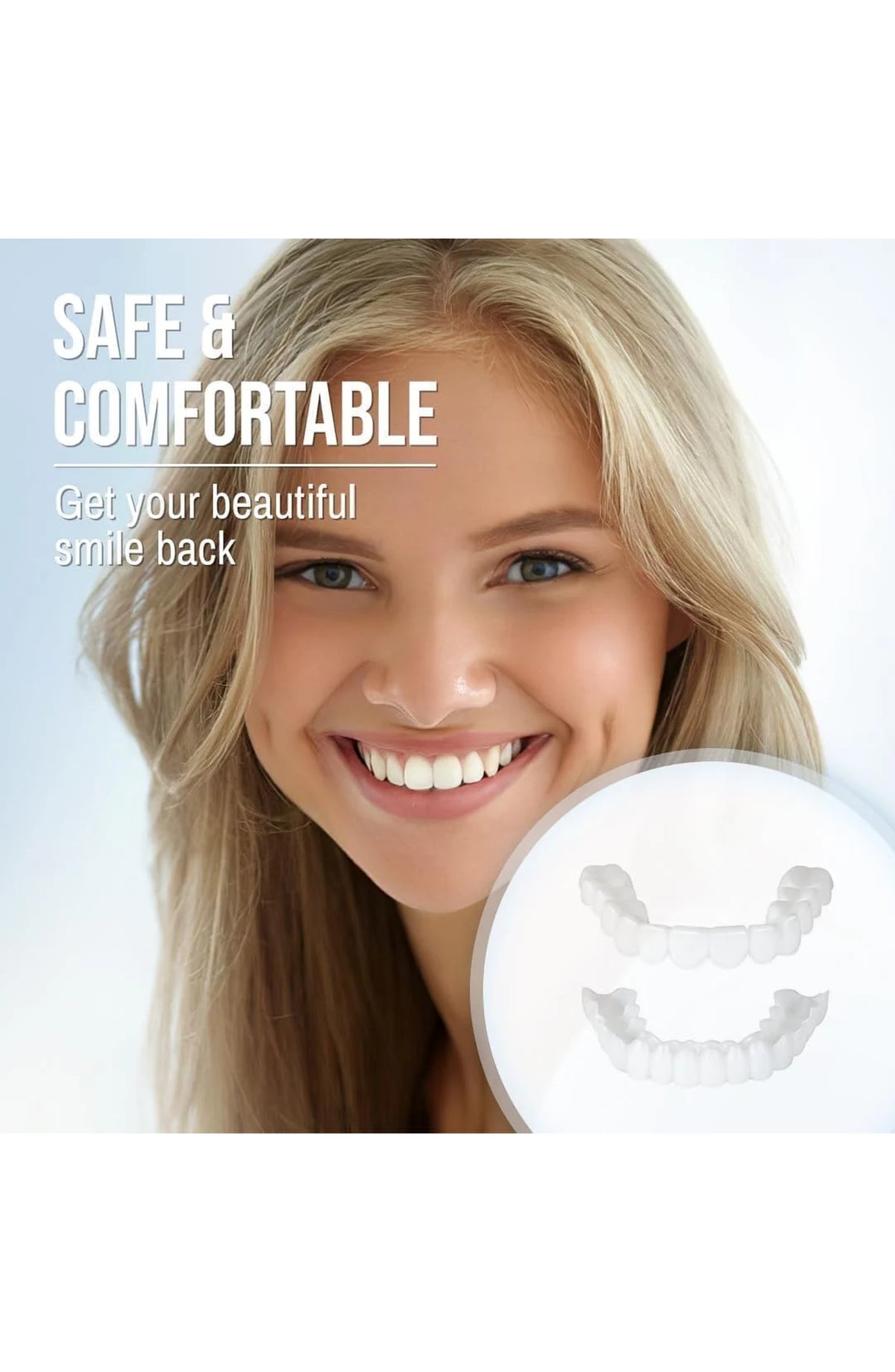 Cosmetic Teeth Cover, Upper and Lower Smile Veneer Set for Photos