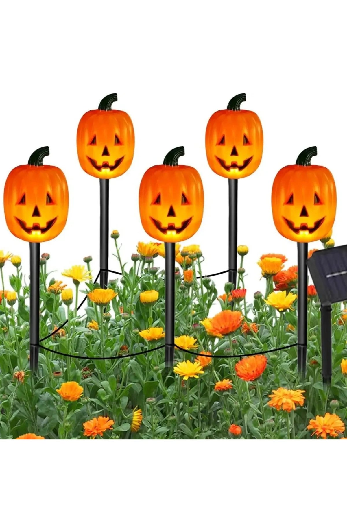 Solar Pumpkin Decor & Ghost Stakes - 8 Lighting Modes