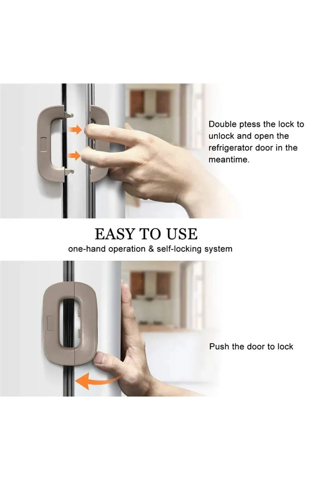 Refrigerator Lock, Adhesive Child Safety Latch for Fridge and Cabinets