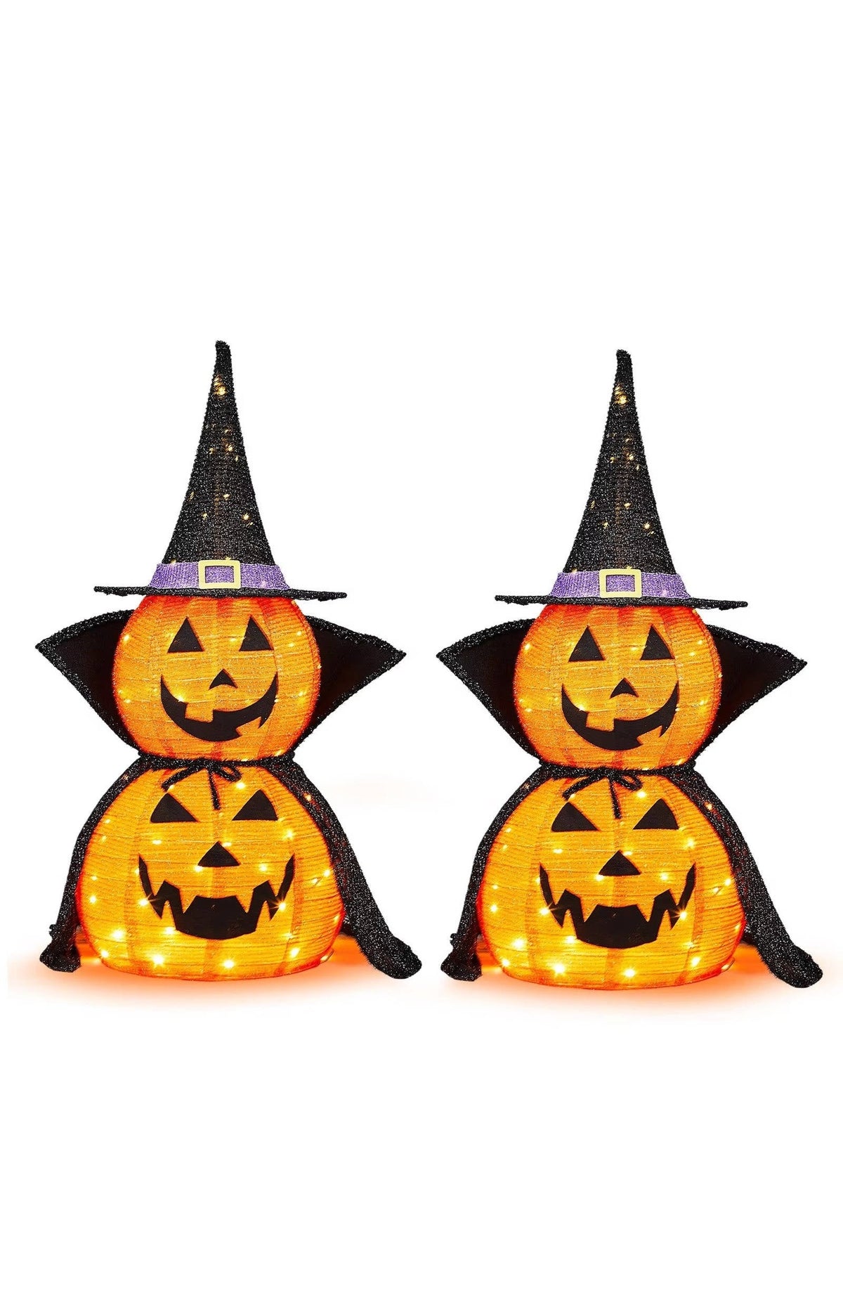 3ft Pumpkin Decor Set of 2 - Collapsible Lighted Halloween