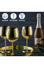 Stainless Steel Wine Glasses, Gold Shatterproof Metal Wine Cups – 500 ml