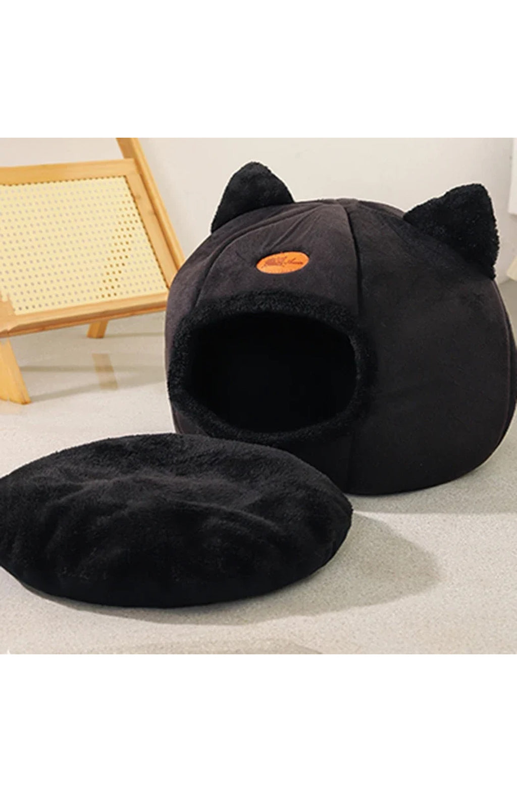 Cat Cave Bed - Plush Hooded Nest with Removable Cushion