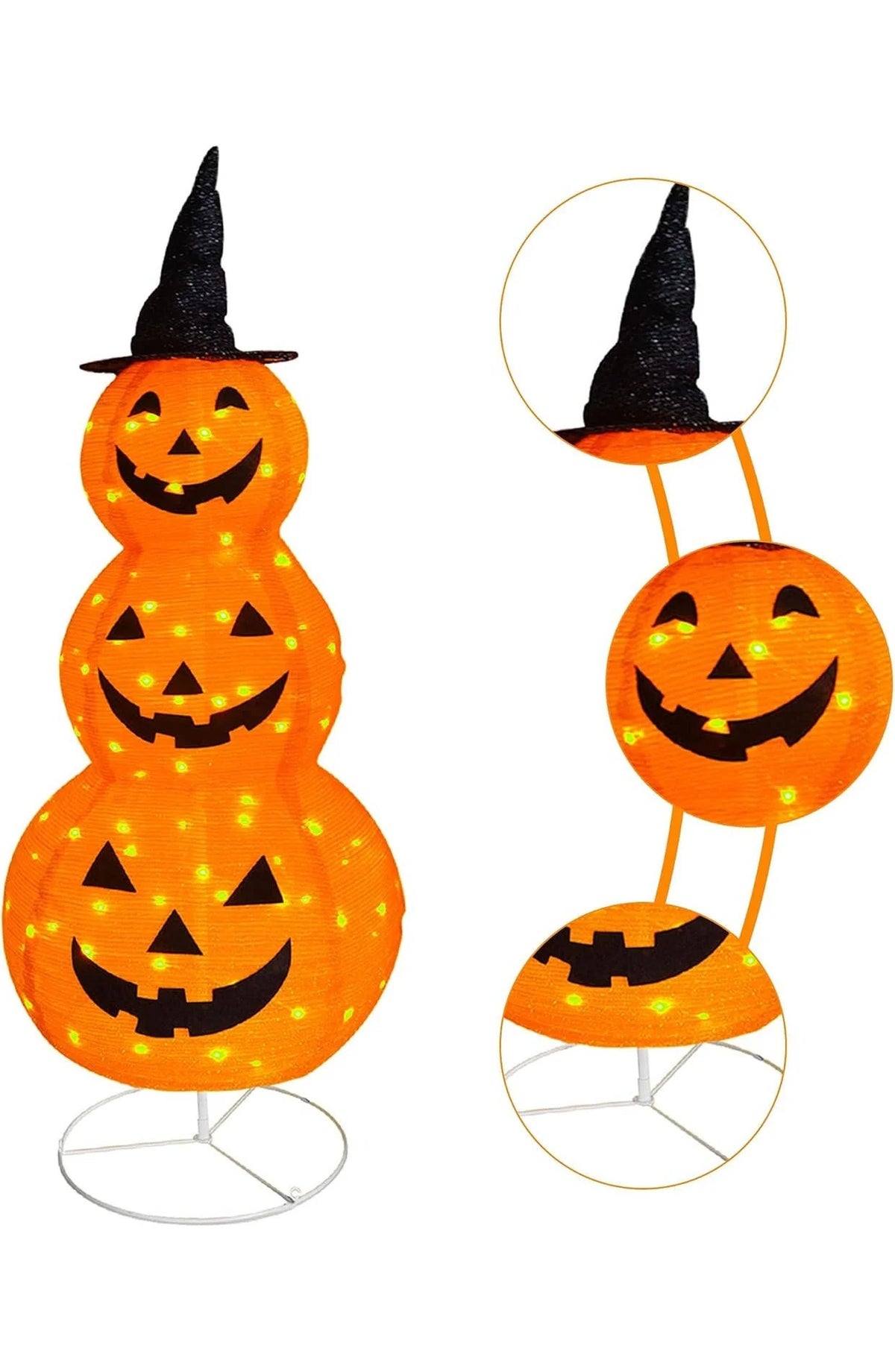 Stacked Pumpkin Decor - Light-Up Outdoor Halloween Set