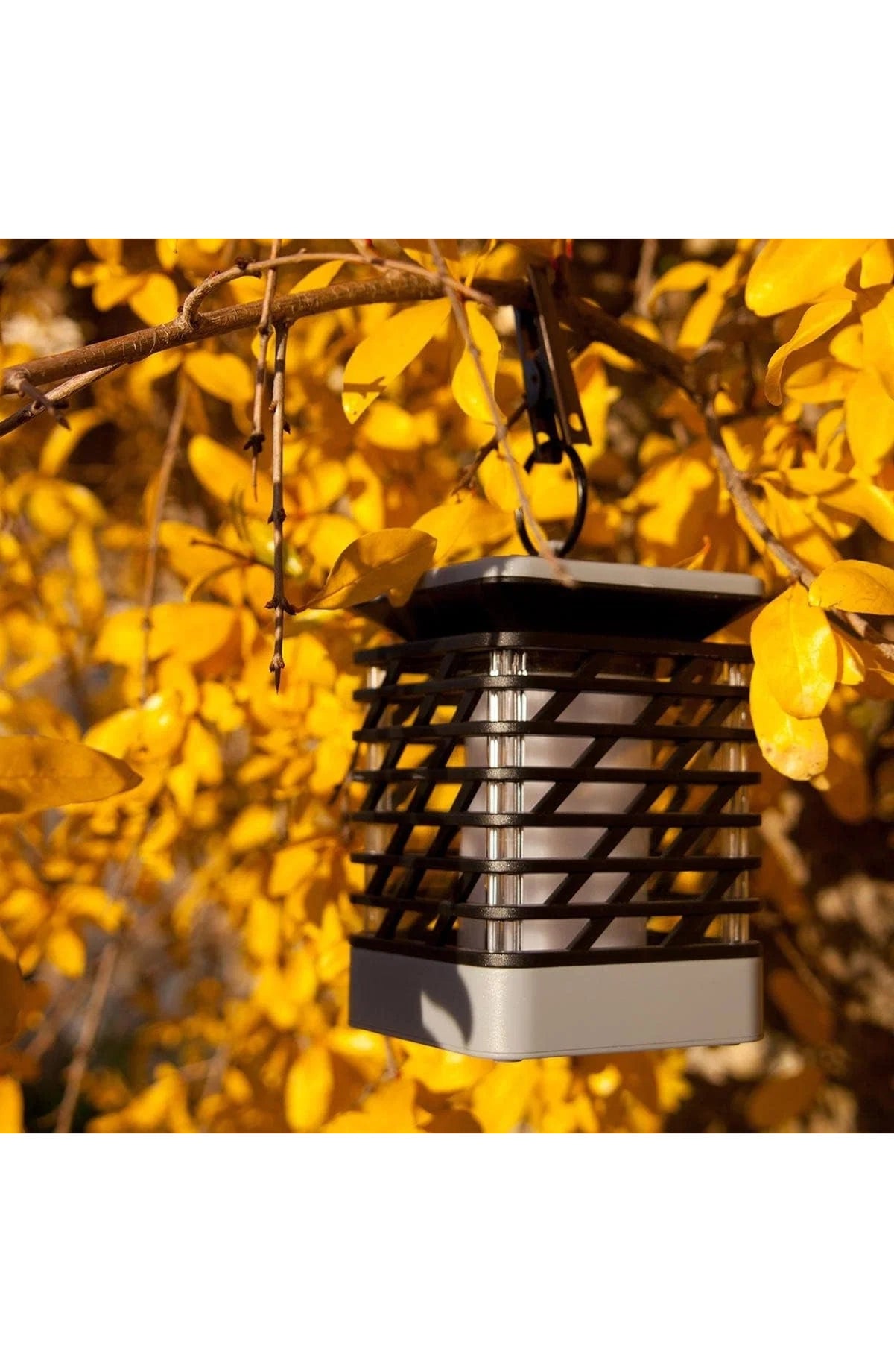 Solar LED Garden Lantern - Flame Effect, Grooved Design