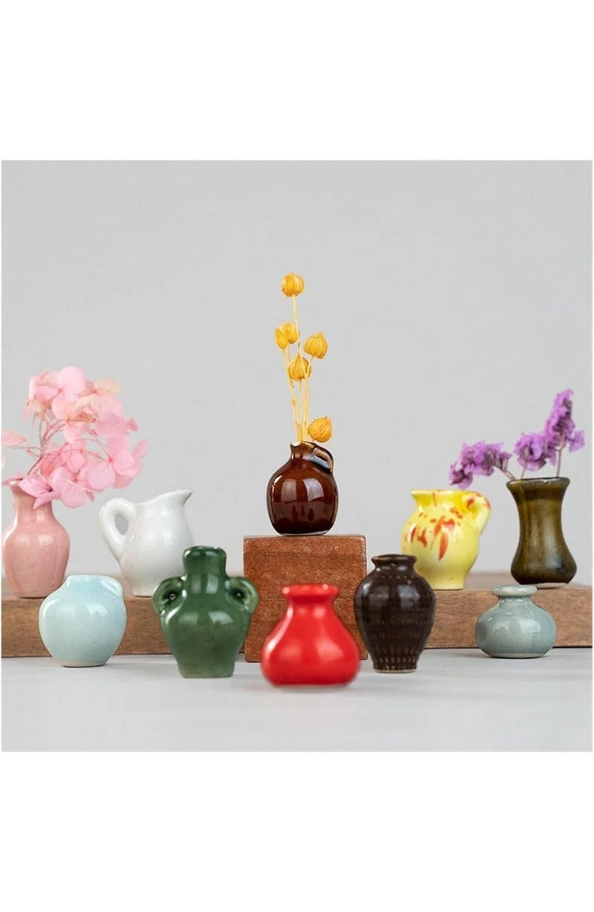 Ceramic Miniature Vase Fridge Magnets - Set of 4
