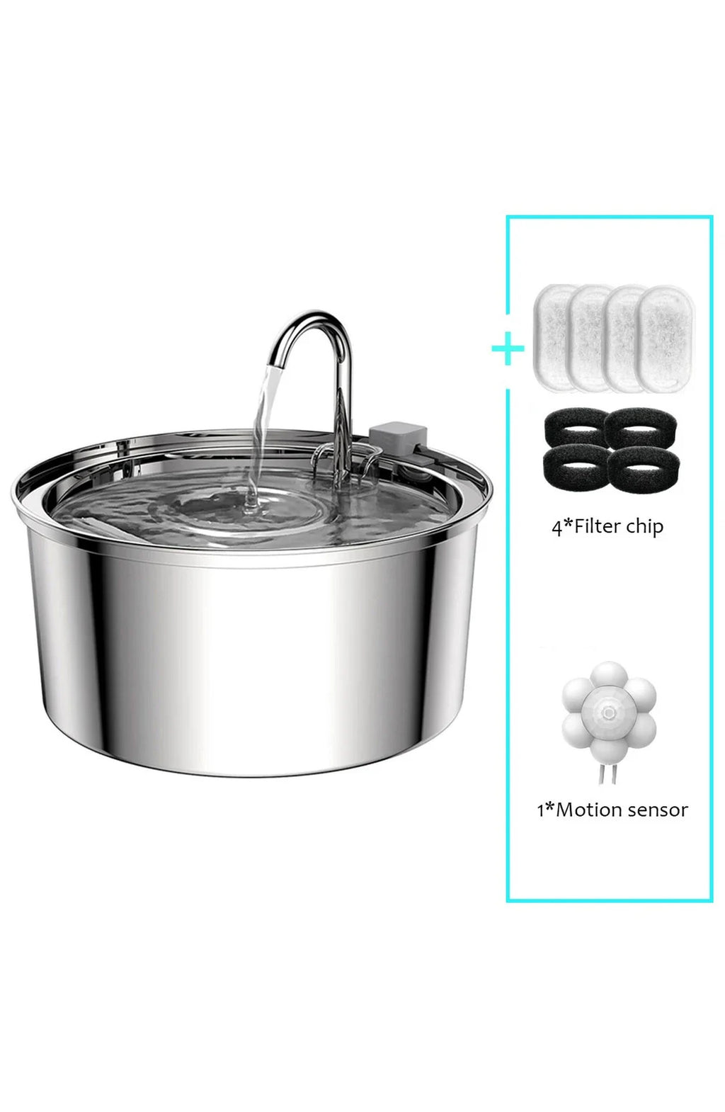 Cat Water Fountain Stainless Steel 3.2L, Quiet USB Pet Drinking Fountain