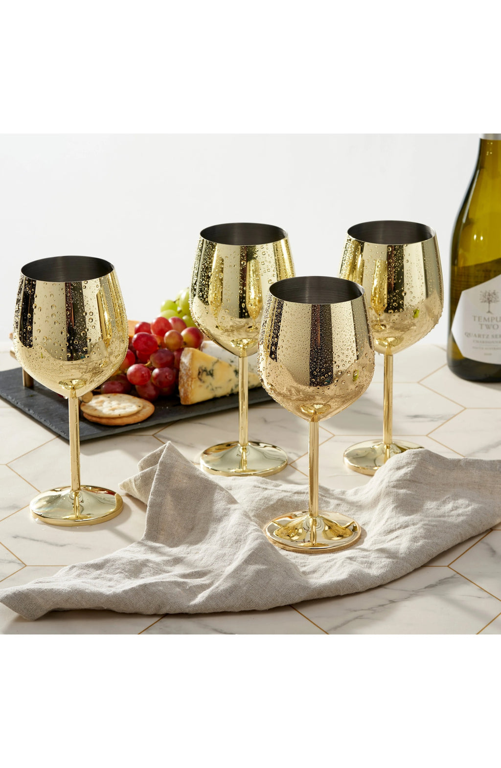 Stainless Steel Wine Glasses, Gold Shatterproof Metal Wine Cups – 500 ml