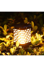 Solar LED Garden Lantern - Flame Effect, Grooved Design