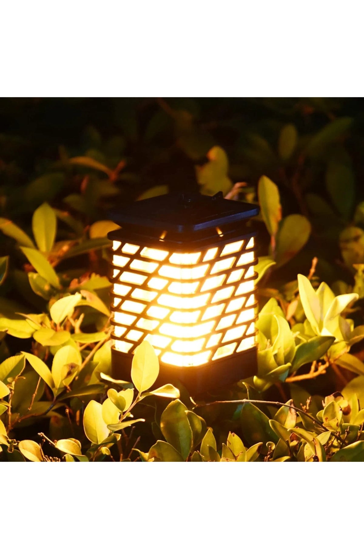 Solar LED Garden Lantern - Flame Effect, Grooved Design