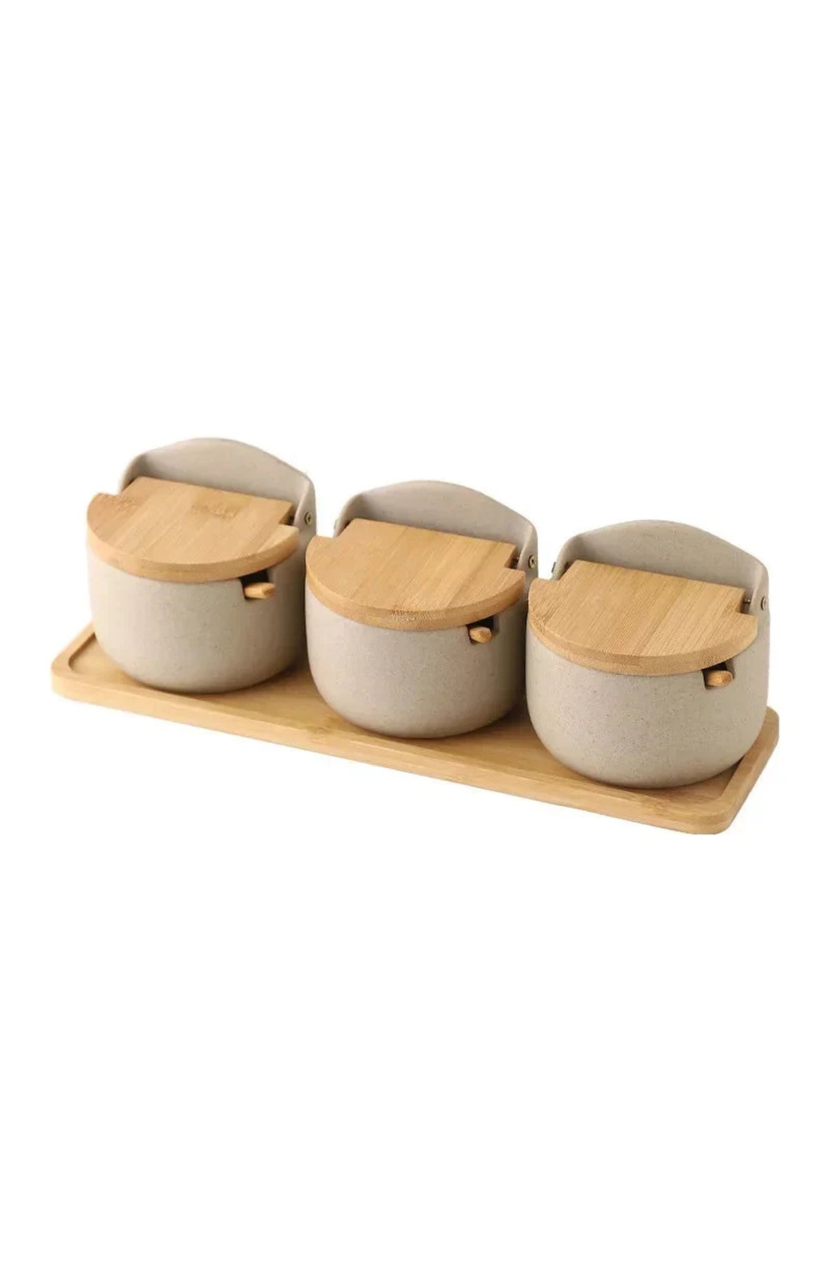 Ceramic Spice Jar with Bamboo Lid & Spoon - Japanese Style