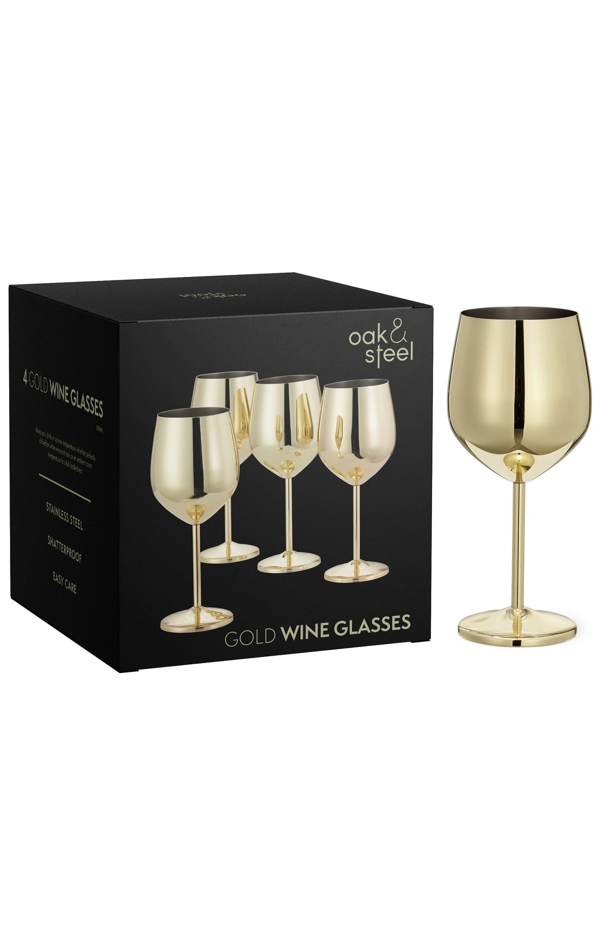 Stainless Steel Wine Glasses, Gold Shatterproof Metal Wine Cups – 500 ml