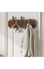 Wall Coat Rack Wooden, Skyline Hooks that Fold Flat – 3 to 8 Hooks