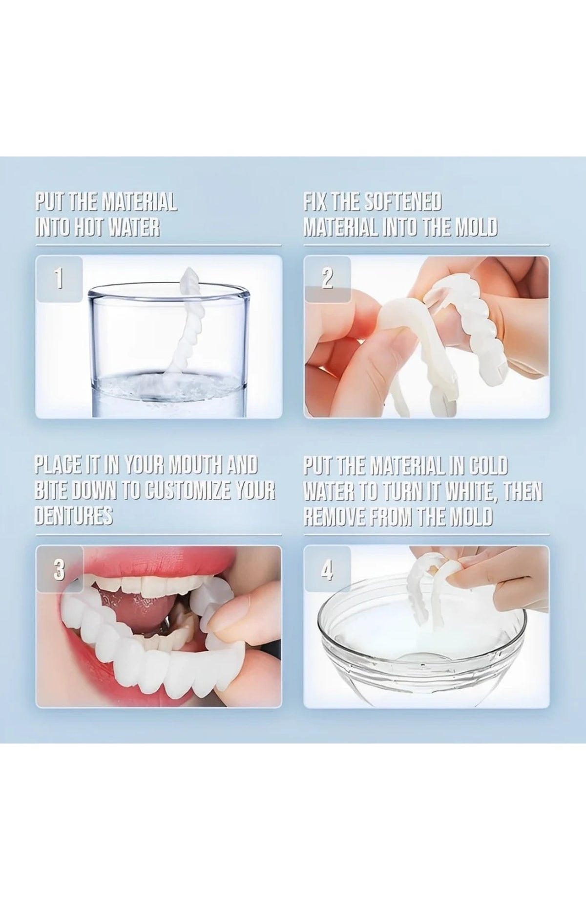 Cosmetic Teeth Cover, Upper and Lower Smile Veneer Set for Photos