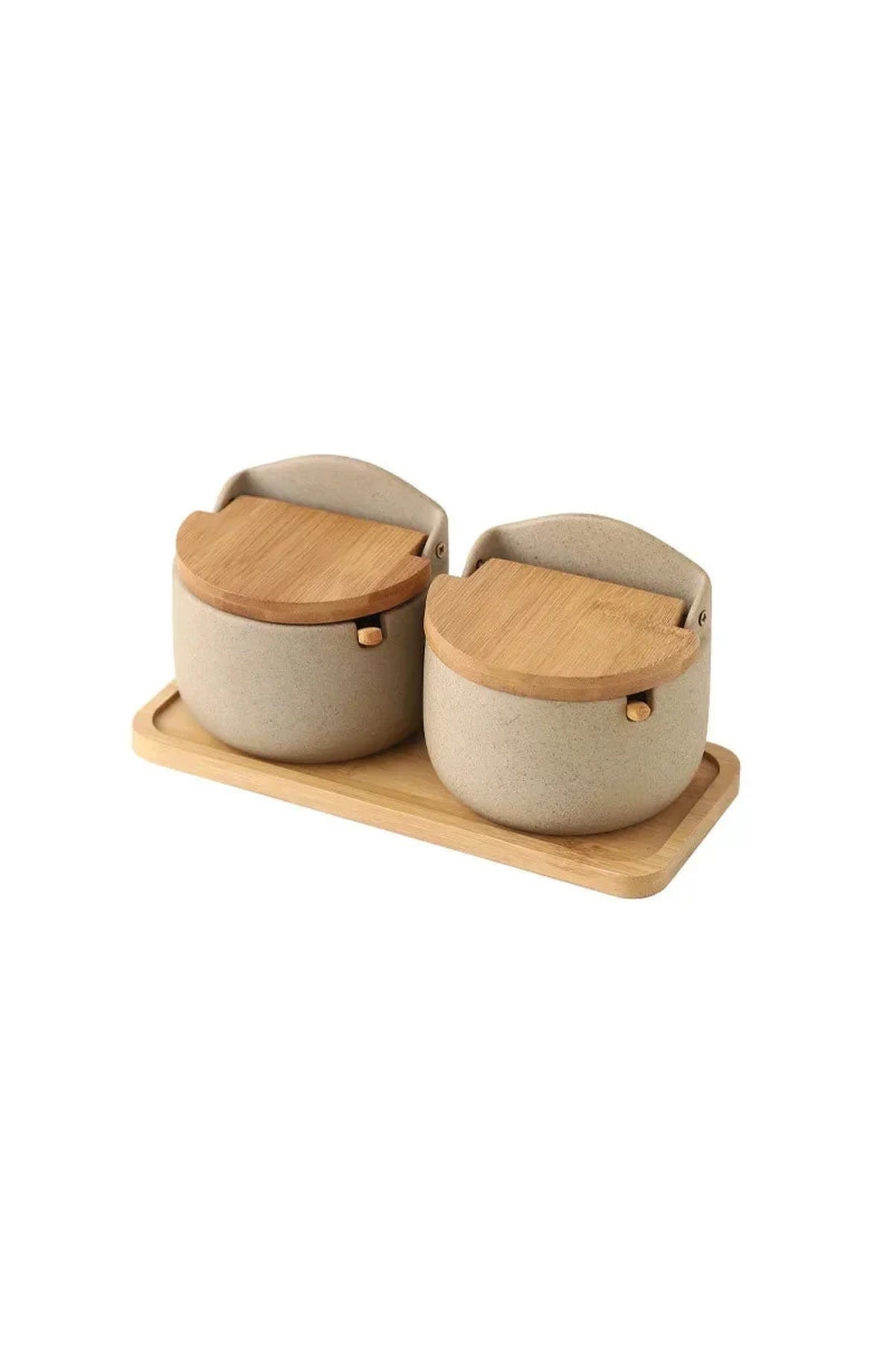 Ceramic Spice Jar with Bamboo Lid & Spoon - Japanese Style