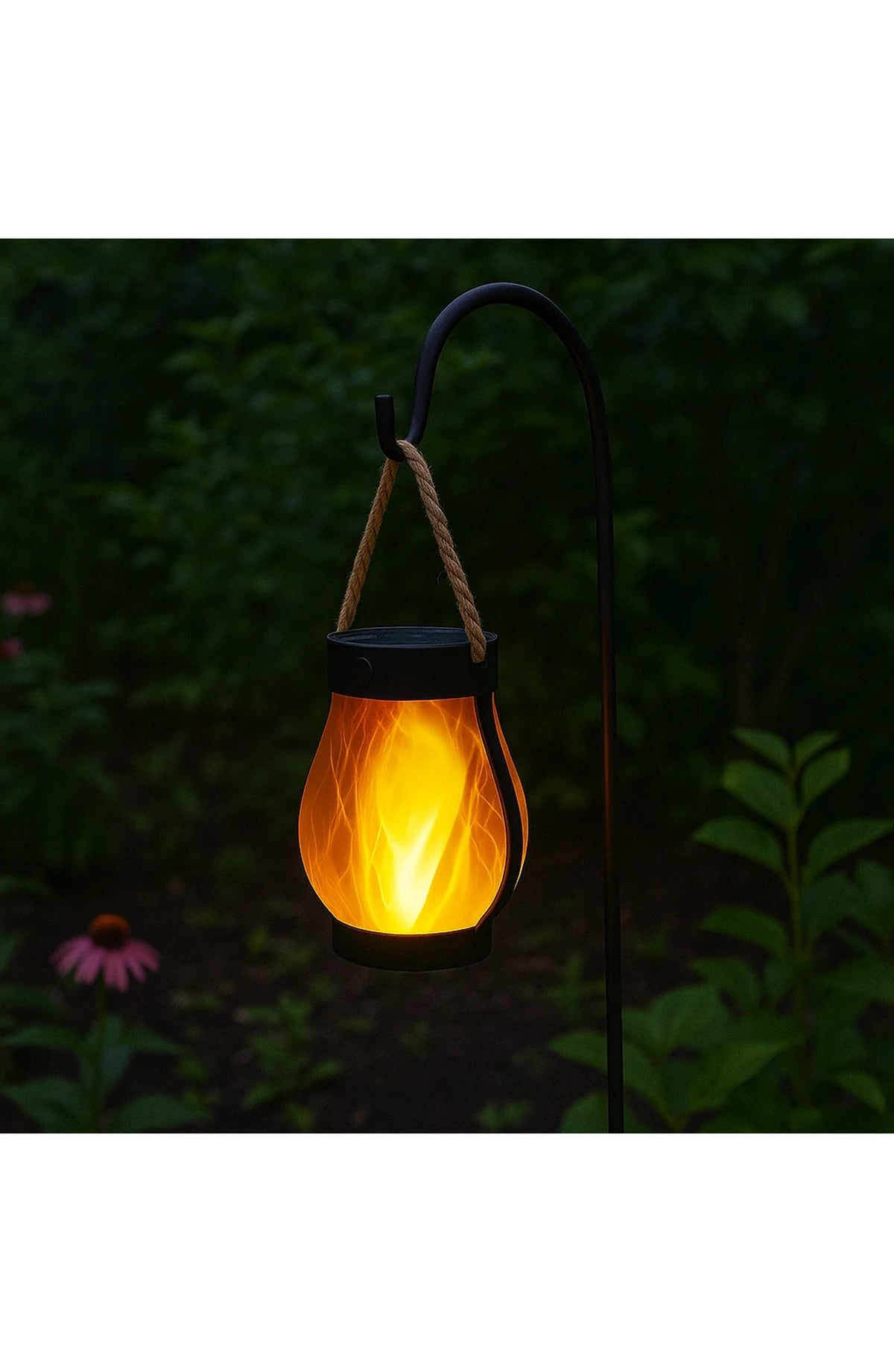 Solar Flame Effect Lantern - Weather-Resistant Garden & Patio Light