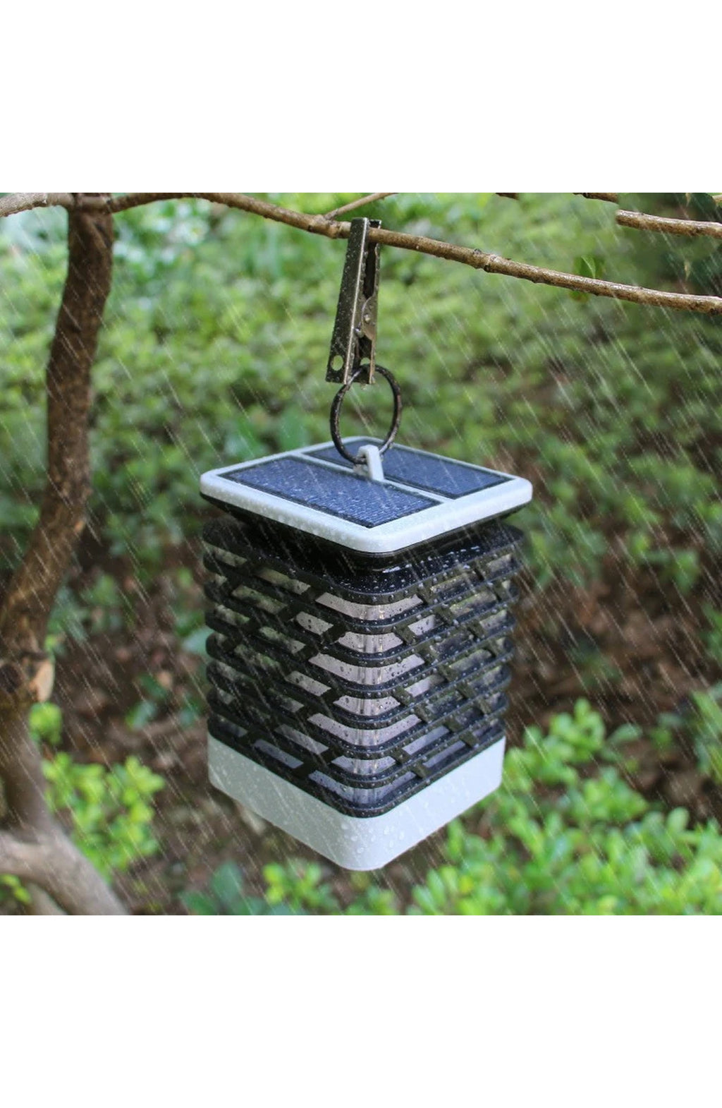 Solar LED Garden Lantern - Flame Effect, Grooved Design