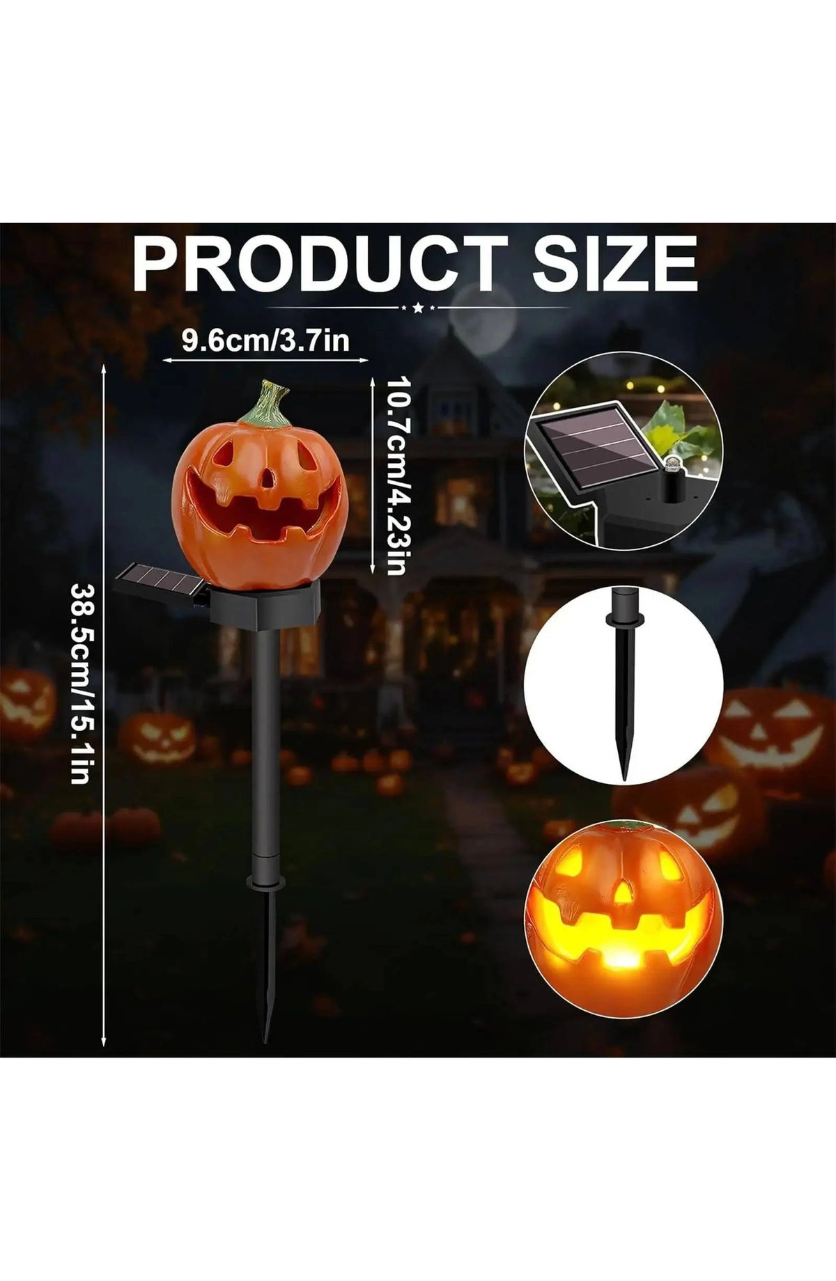 Pumpkin Decor Pathway Lights - Solar Jack-o-Lantern Stakes