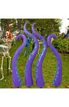 Inflatable Halloween Octopus Tentacles, Set of 4 | Up to 59 In Purple Waterproof PVC with 4 Ground Stakes | For Doors and Yards