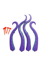 Inflatable Halloween Octopus Tentacles, Set of 4 | Up to 59 In Purple Waterproof PVC with 4 Ground Stakes | For Doors and Yards