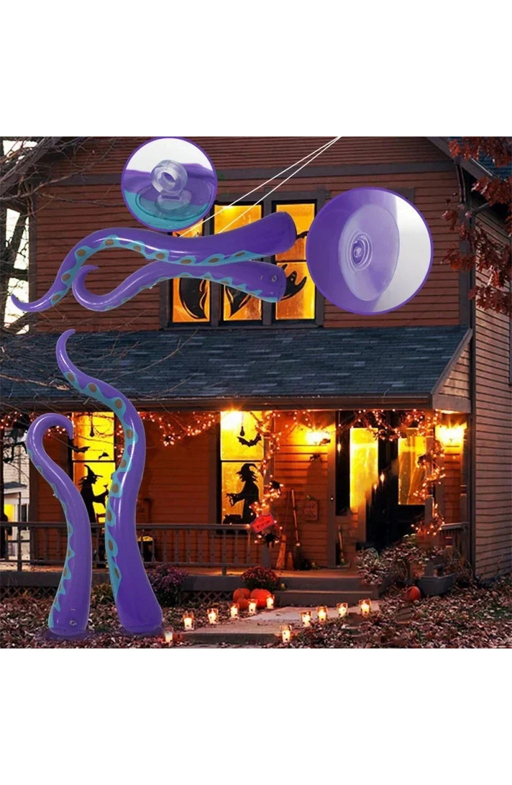 Inflatable Halloween Octopus Tentacles, Set of 4 | Up to 59 In Purple Waterproof PVC with 4 Ground Stakes | For Doors and Yards