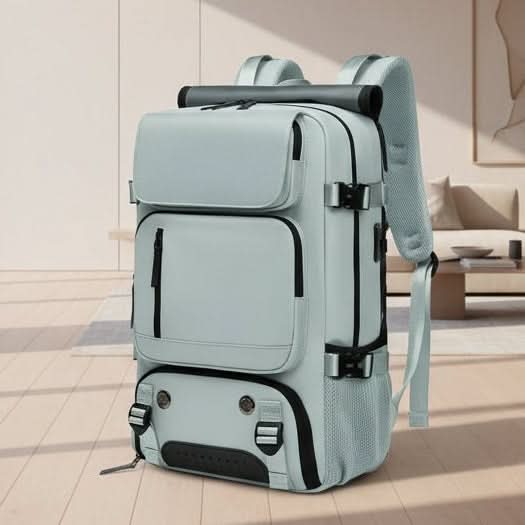 Large Water-Resistant Travel Backpack with USB Charging Port | 10 Colors – Blue