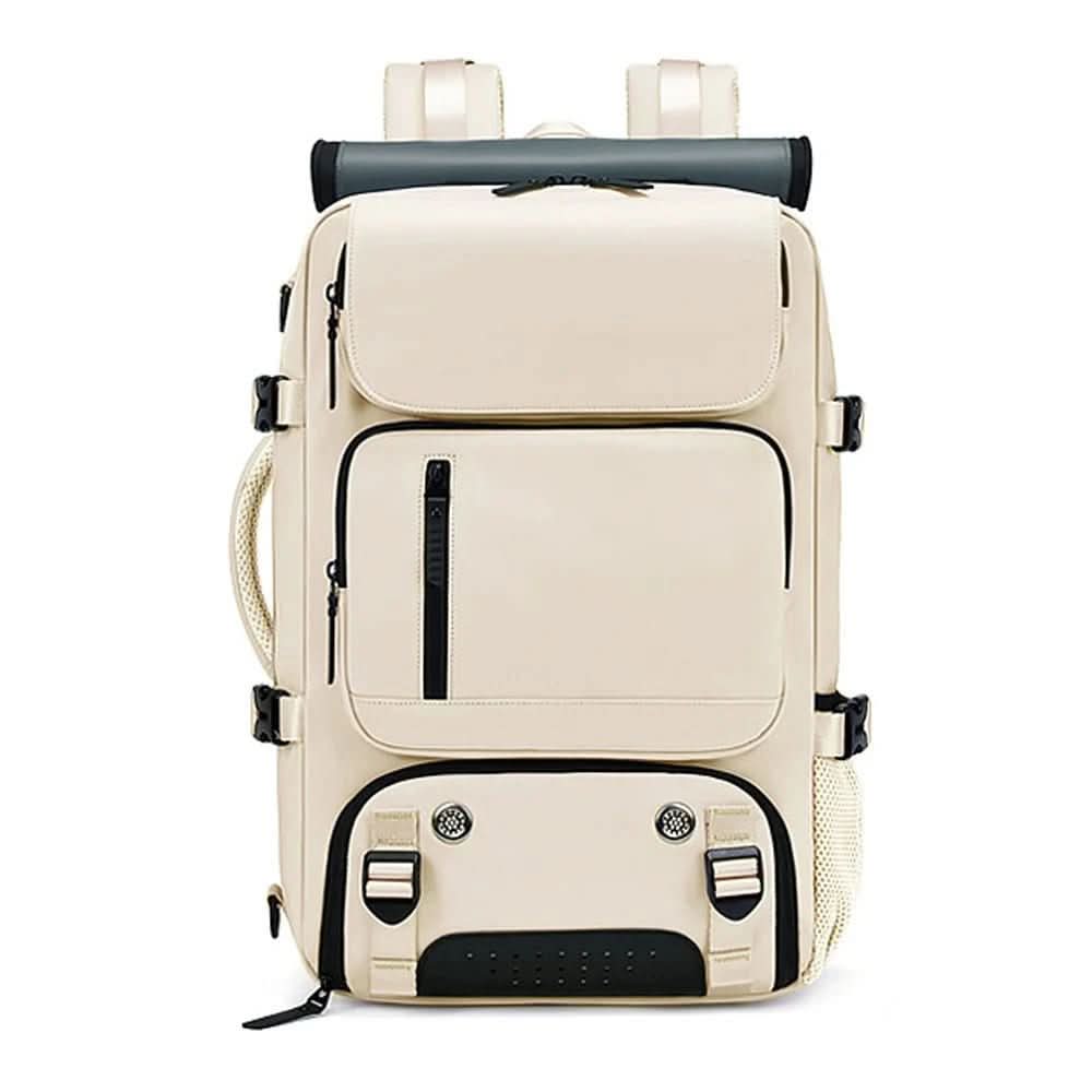 Large Water-Resistant Travel Backpack with USB Charging Port | 10 Colors – Beige