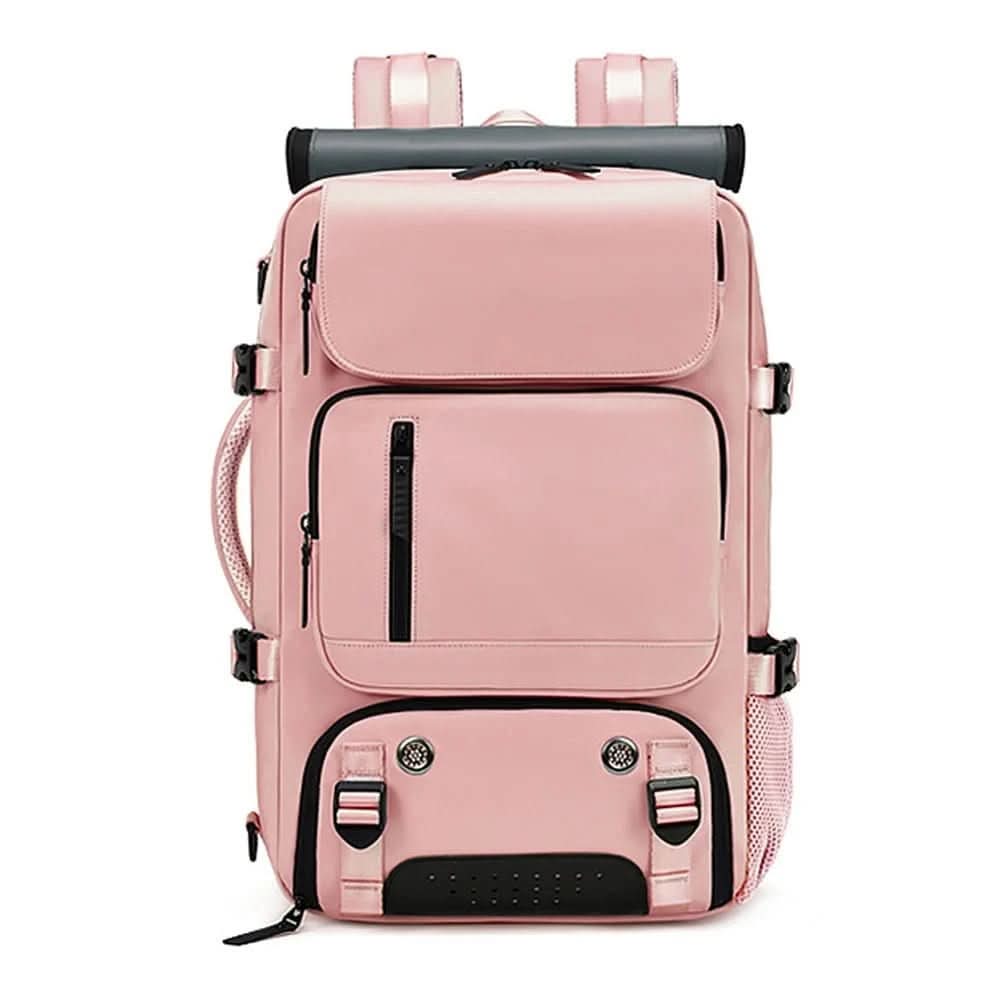 Large Water-Resistant Travel Backpack with USB Charging Port | 10 Colors – Pink