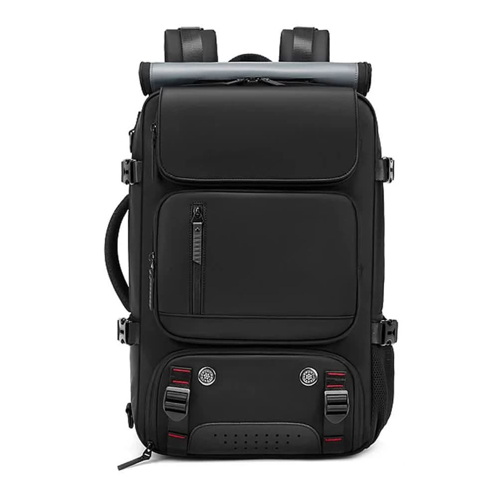 Large Water-Resistant Travel Backpack with USB Charging Port | 10 Colors – Black