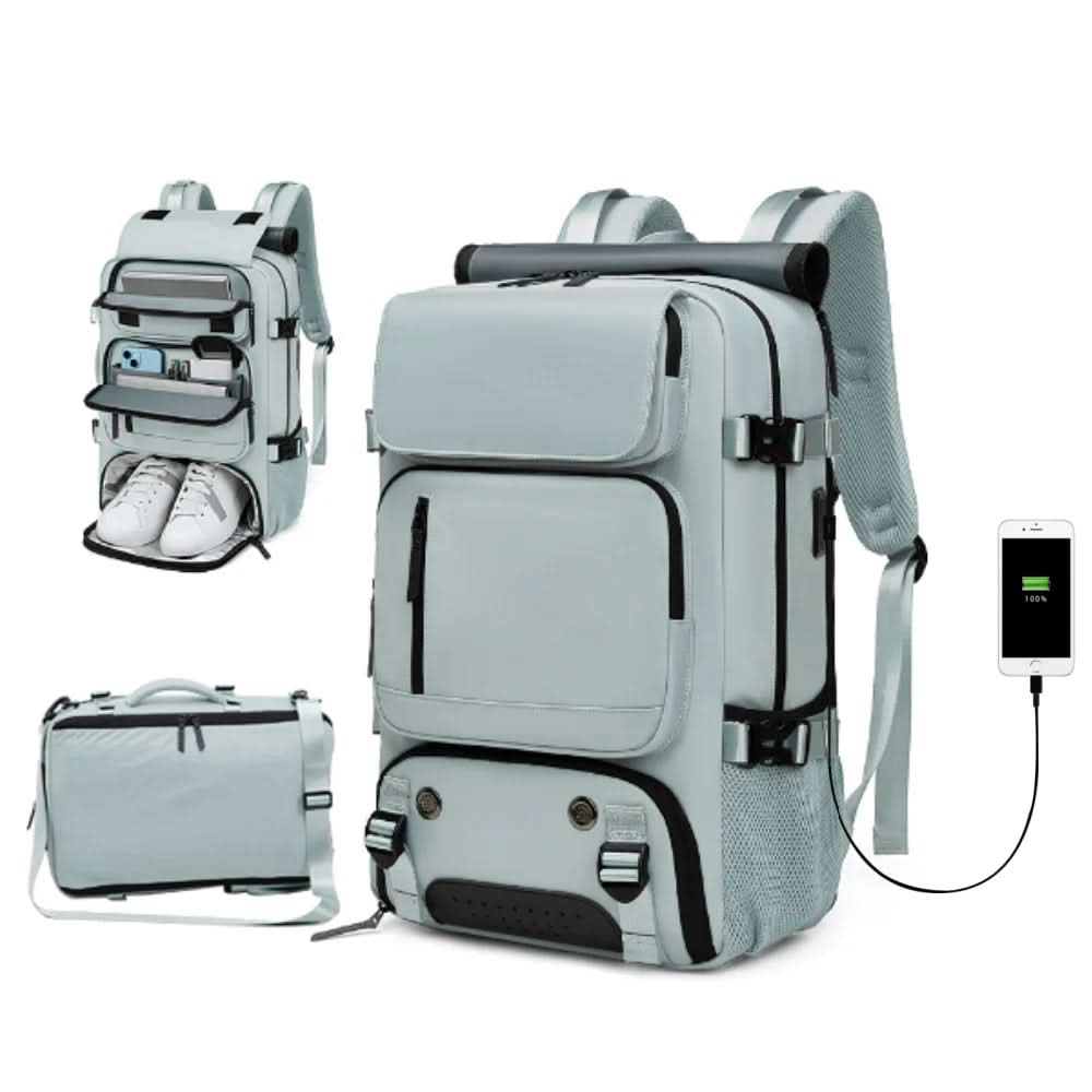 Large Water-Resistant Travel Backpack with USB Charging Port | 10 Colors