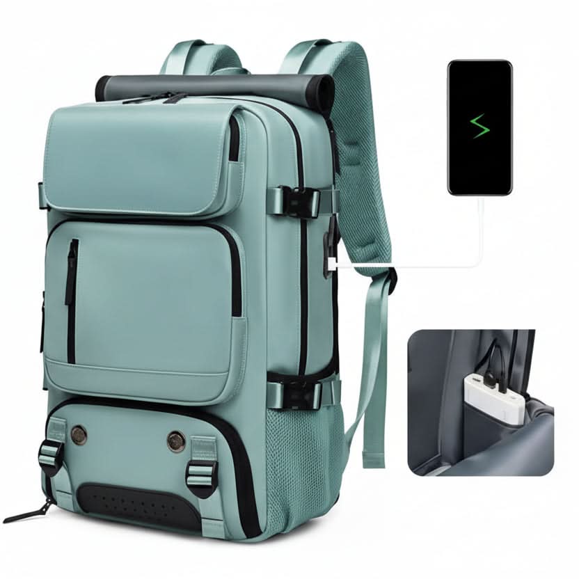 Large Water-Resistant Travel Backpack with USB Charging Port | 10 Colors