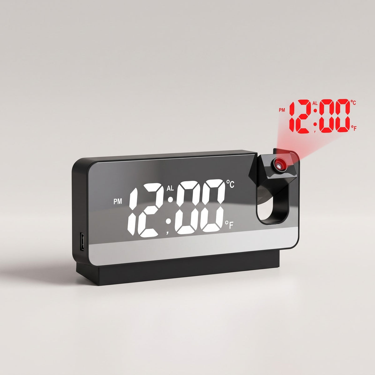 LED Projection Alarm Clock - Rotatable Ceiling Display