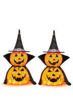 Lighted Halloween Pumpkin Set of 2 | 3 Ft Tall with 176 Warm White LEDs Each, Hat and Cape | Collapsible Metal Frame, No Tools