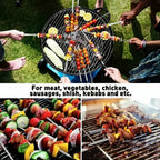 BBQ Skewers Set of 6, Long Handle Reusable Kabob Skewers, 23.6 in