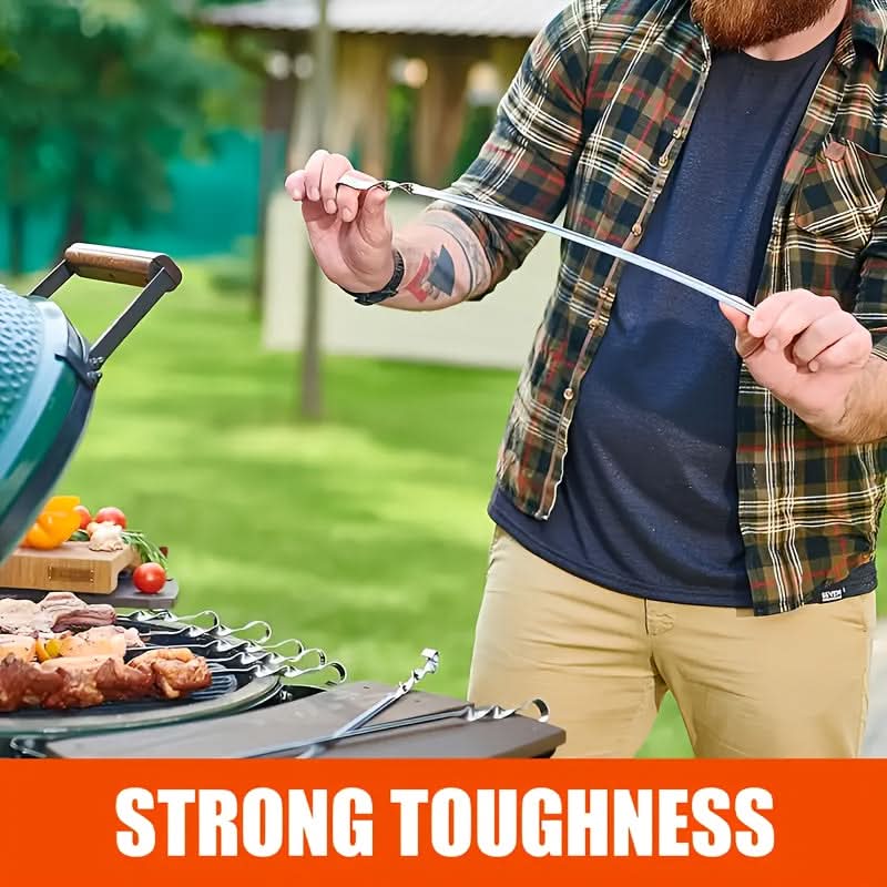 BBQ Skewers Set of 6, Long Handle Reusable Kabob Skewers, 23.6 in