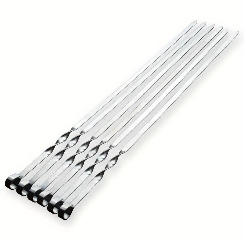 BBQ Skewers Set of 6, Long Handle Reusable Kabob Skewers, 23.6 in