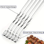 BBQ Skewers Set of 6, Long Handle Reusable Kabob Skewers, 23.6 in