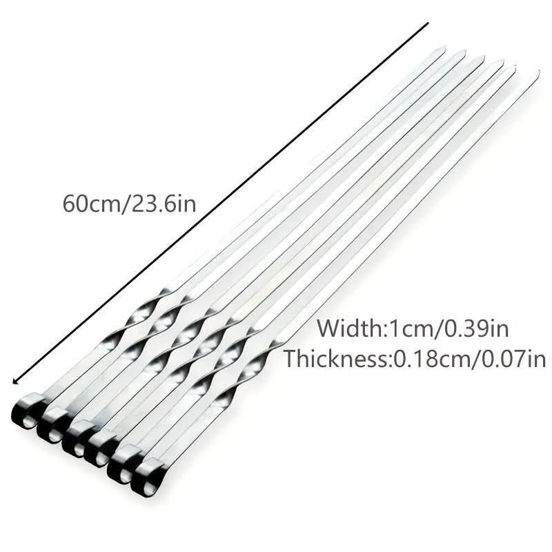 BBQ Skewers Set of 6, Long Handle Reusable Kabob Skewers, 23.6 in