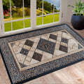 Machine Washable Geometric Border Entryway Mat | 3 Sizes 15.75-47.24 In