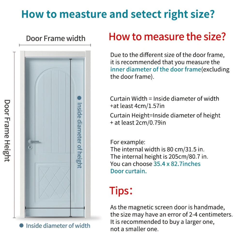 Magnetic Screen Door, Mesh Mosquito Net Curtain, Self-Closing – 20 Sizes