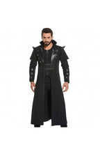 Men's Gothic Victorian Halloween Jacket | Polyester with Lining, Faux Leather Trim and 2 Inner Pockets | Black or Gray, S to 5XL