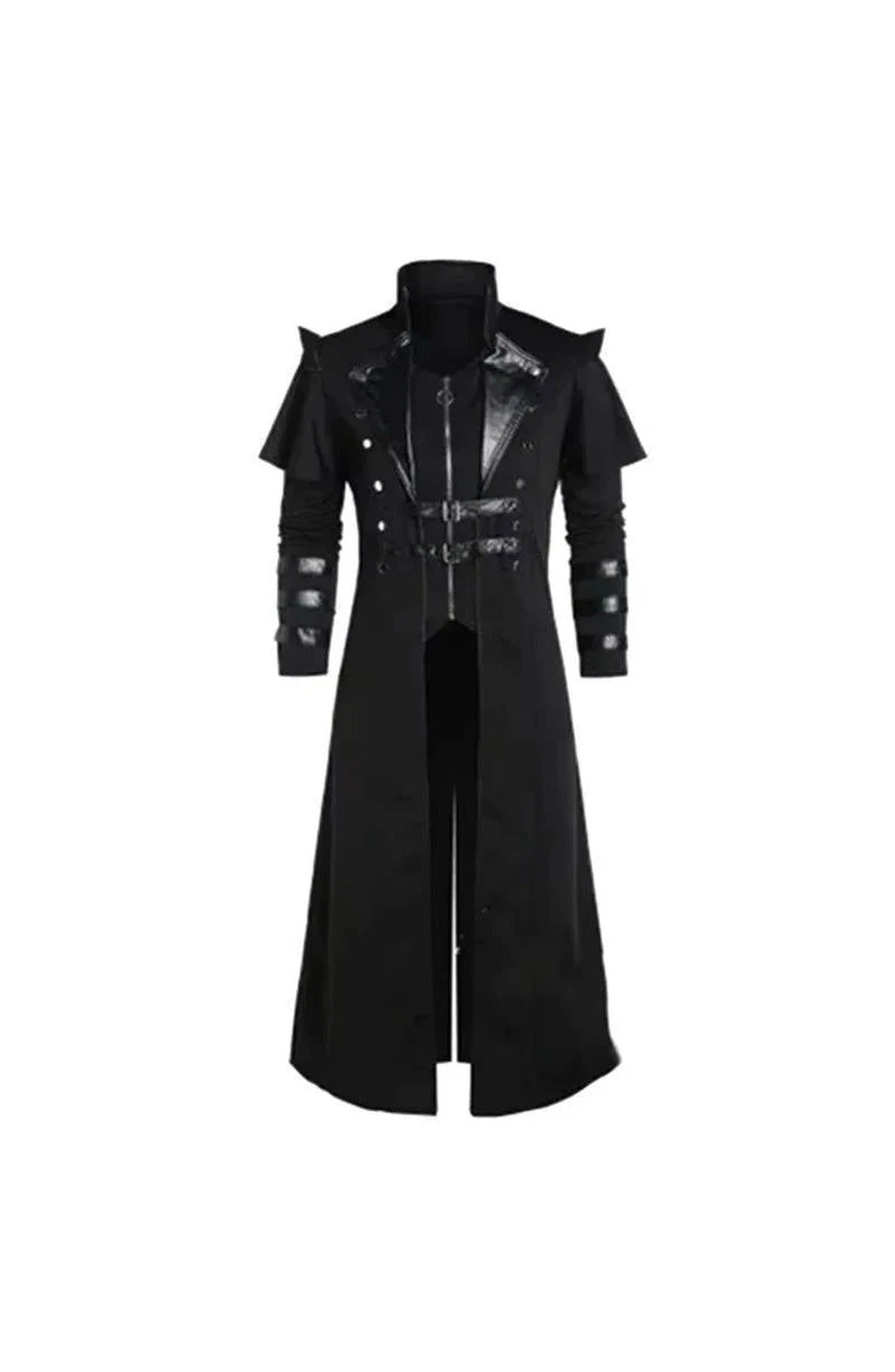 Men's Gothic Victorian Halloween Jacket | Polyester with Lining, Faux Leather Trim and 2 Inner Pockets | Black or Gray, S to 5XL