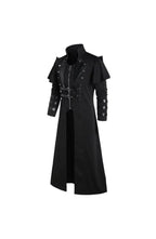 Men's Gothic Victorian Halloween Jacket | Polyester with Lining, Faux Leather Trim and 2 Inner Pockets | Black or Gray, S to 5XL