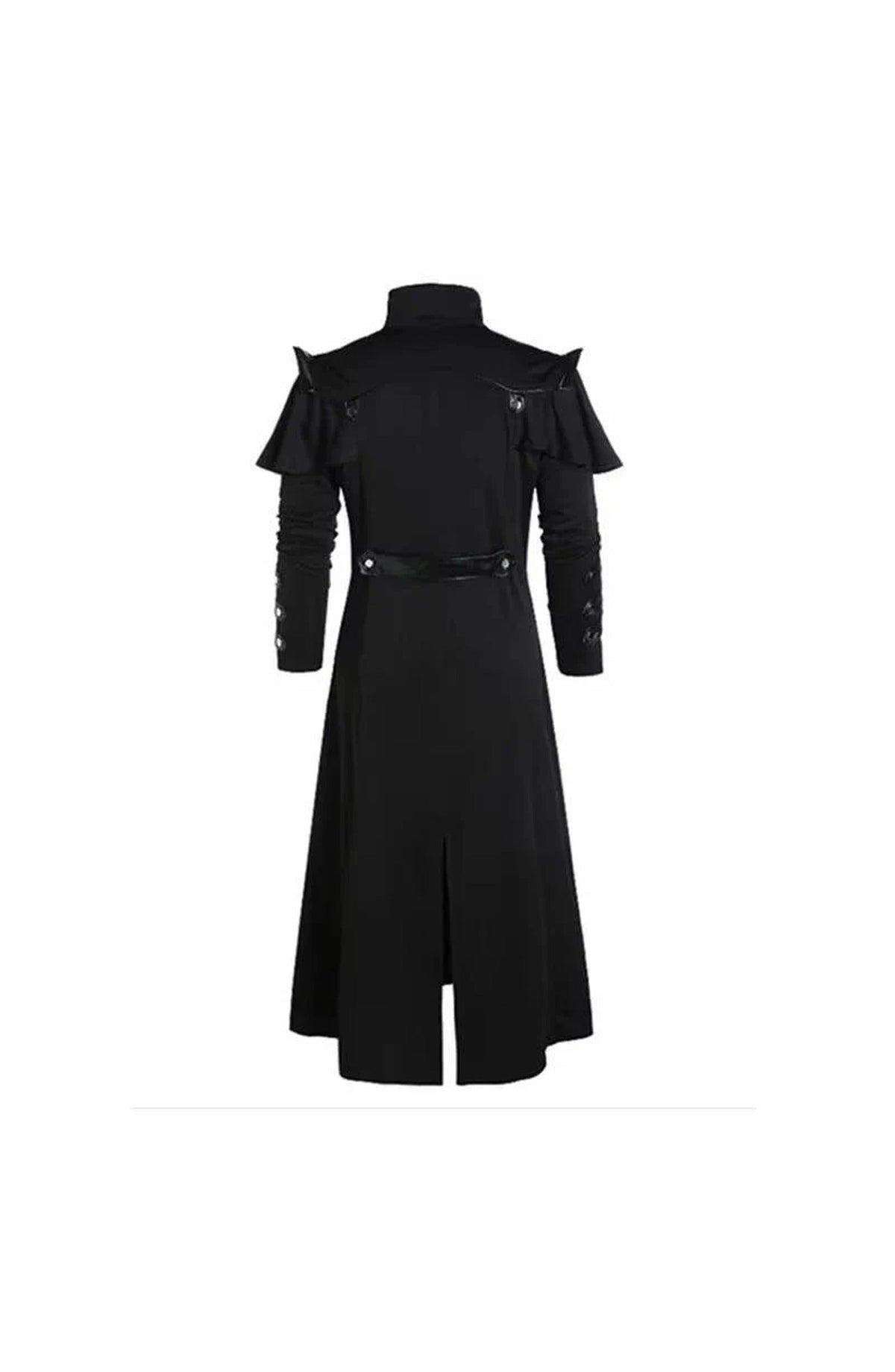 Men's Gothic Victorian Halloween Jacket | Polyester with Lining, Faux Leather Trim and 2 Inner Pockets | Black or Gray, S to 5XL