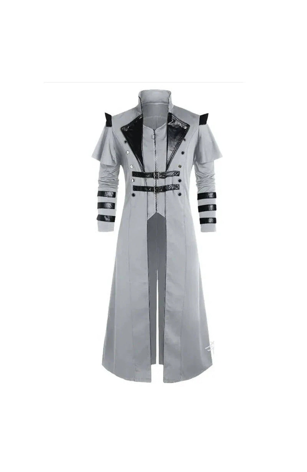 Men's Gothic Victorian Halloween Jacket | Polyester with Lining, Faux Leather Trim and 2 Inner Pockets | Black or Gray, S to 5XL